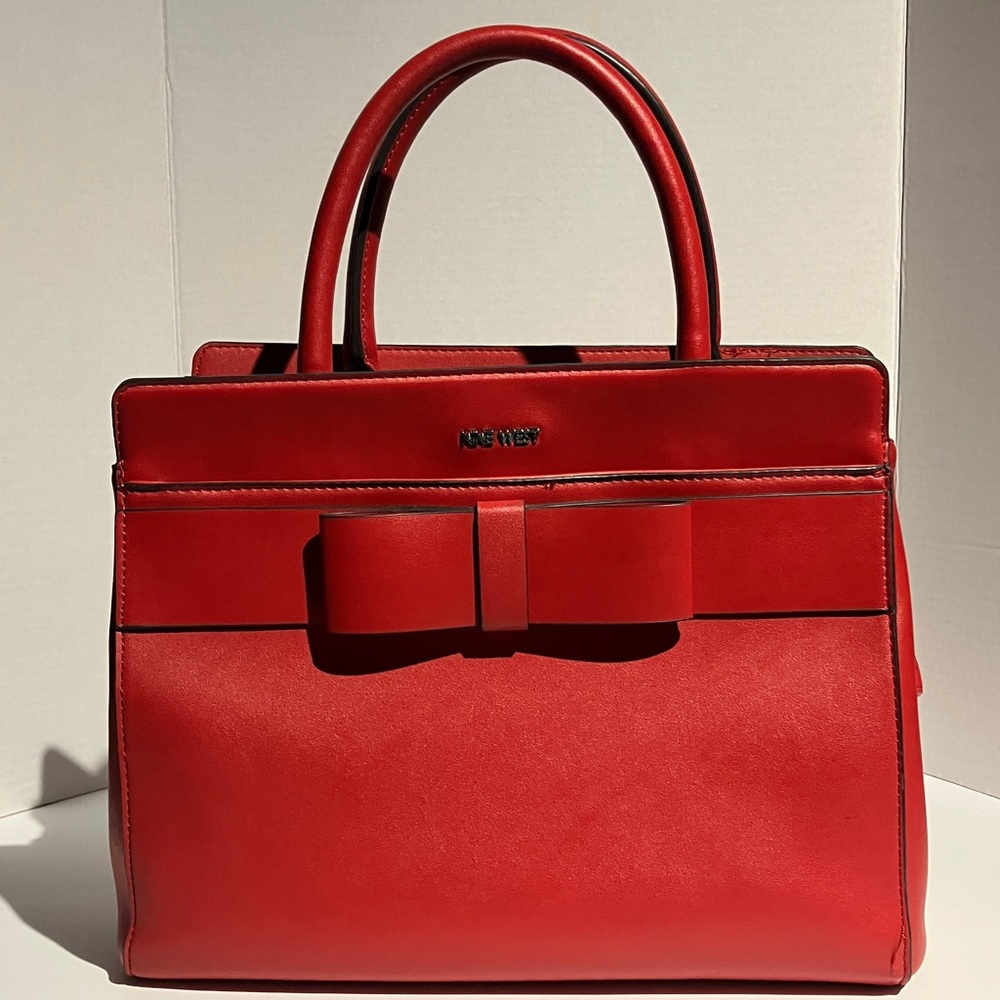 Nine West Red Satchel with Bow Detail